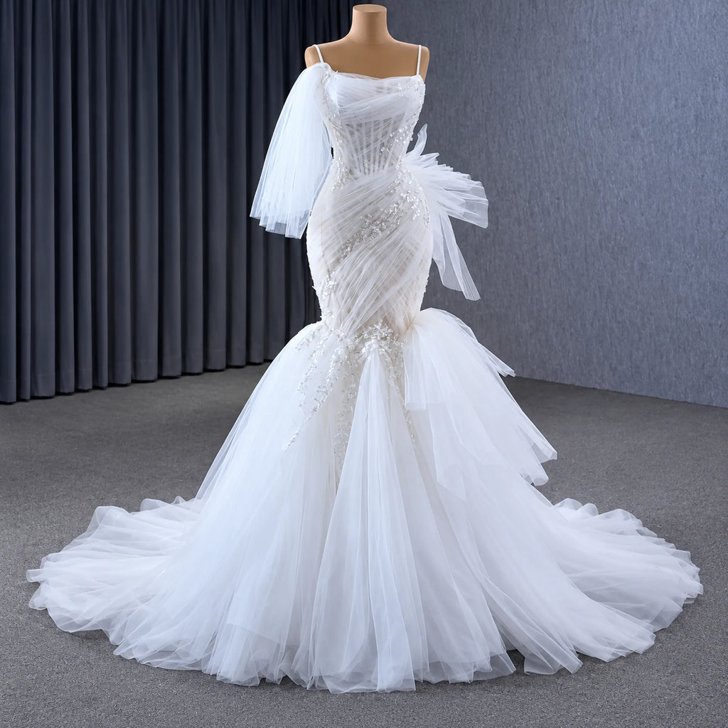 ChicSew Luxurious Spaghetti Straps Lace Appliques Ball Gown Wedding Dress