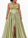 ChicSew Elegant Cowl Neck A-Line Side Slit Soft Satin Long Bridesmaid Dresses