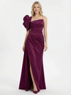 Modern One Shoulder Asymmetrical Satin Mermaid Formal Dress Side Slit