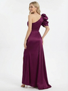 Modern One Shoulder Asymmetrical Satin Mermaid Formal Dress Side Slit