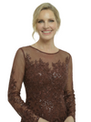 Chicsew Fancy Long Sleeves Jewel A-Line Lace Long Mother Of The Groom Gown