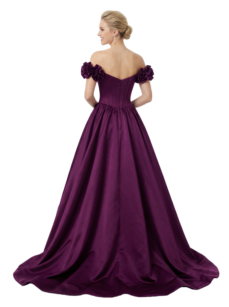 ChicSew Fancy Satin Boning Off Shoulder Satin Party Prom Dresses