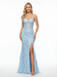 Unique Sweetheart Lace Beaded Mermaid Gown Formal Prom Dress Side Slit
