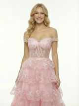 Pretty Ruffle Off Shoulder Lace A-Line Gown Formal Gala Event Prom Dress