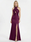 Beautiful Halter Neck Bow-knot Satin Gown Sexy Long Prom Dress