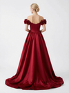 Fancy Flower Sweetheart Satin Formal Prom Off Shoulder Party Dress Overskirt