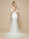 Mermaid Cold Shoulder Beading Side Slit Maxi Long Satin Wedding Dresses Online