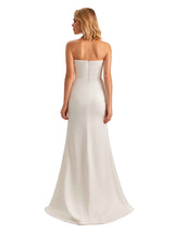 Sexy Sweetheart Side Slit Mermaid Soft Satin Unique Long Bridesmaid Dress For Wedding