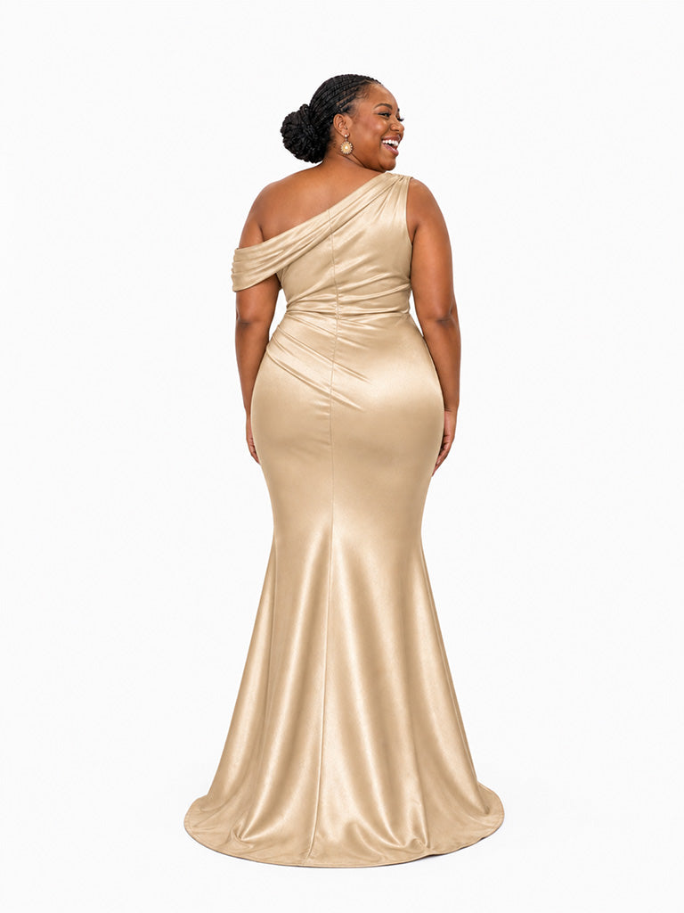 ChicSew Elegant Asymmetrical Neckline Mermaid Soft Satin Floor-Length Bridesmaid Dresses