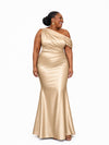 ChicSew Elegant Asymmetrical Neckline Mermaid Soft Satin Floor-Length Bridesmaid Dresses