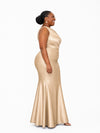 ChicSew Elegant Asymmetrical Neckline Mermaid Soft Satin Floor-Length Bridesmaid Dresses