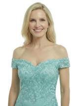 Chicsew Fancy Silky Satin Off Shoulder Lace Applique Mermaid Mother Of The Groom Gown With Train