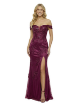 ChicSew Pretty Off The Shoulder Satin Mermaid Side Slit Formal Evening Prom Dress With Applique