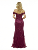 ChicSew Pretty Off The Shoulder Satin Mermaid Side Slit Formal Evening Prom Dress With Applique