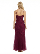 ChicSew Classy Spaghetti Straps Floral Applique Tulle Mermaid Long Formal Dresses