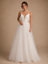ChicSew Classy Spaghetti Straps Sleeveless Tulle A-Line Maxi Long Wedding Dress