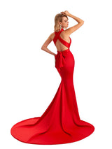 Sexy Side Slit Criss Cross Halter Mermaid Soft Satin Long Bridesmaid Dress For Wedding