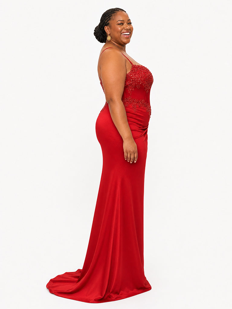 ChicSew Elegant Spaghetti Straps Boning Mermaid Soft Satin Floor-Length Bridesmaid Dresses With Applique