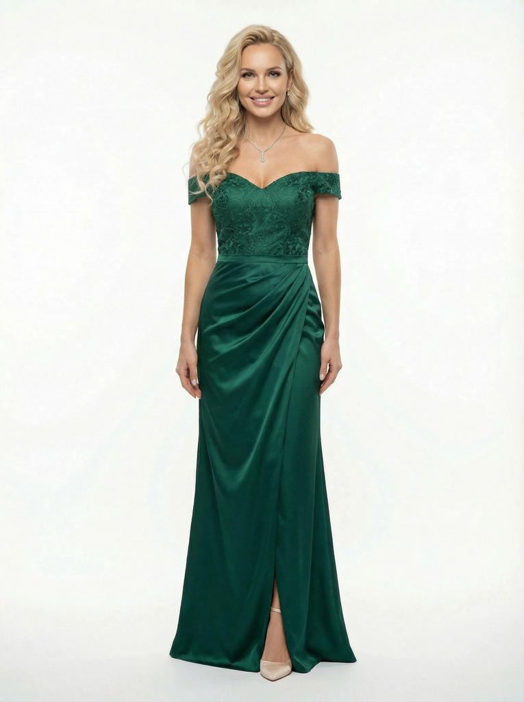 Modern Off The Shoulder Satin Mermaid Formal Gala Event Prom Dress