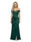 ChicSew Modern Off The Shoulder Side Slit Satin Mermaid Evening Prom Dress With Applique