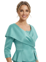 Chicsew Fancy 3/4 Sleeves Lace Mermaid Mother Of The Bride Dress With Satin Jacket