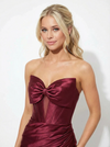 Strapless Satin Mermaid Sweetheart Bow-knot Side Slit Formal Gown