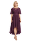 Chicsew Modern High-Low Lace Applique Flutter Sleeves Mother Of The Bride Dress