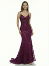 Spaghetti V-Neck Lace Appliques Mermaid Long Formal Dresses