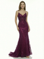 Spaghetti V-Neck Lace Appliques Mermaid Long Formal Dresses