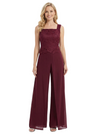 Classy Mother Of The Bride Pantsuit Lace Top Wide Leg Jumpsuit Wedding Guest