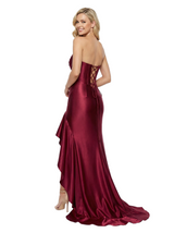 ChicSew Strapless Sweetheart Boning Ruffle Satin SIde Slit Mermaid Formal Prom Dress