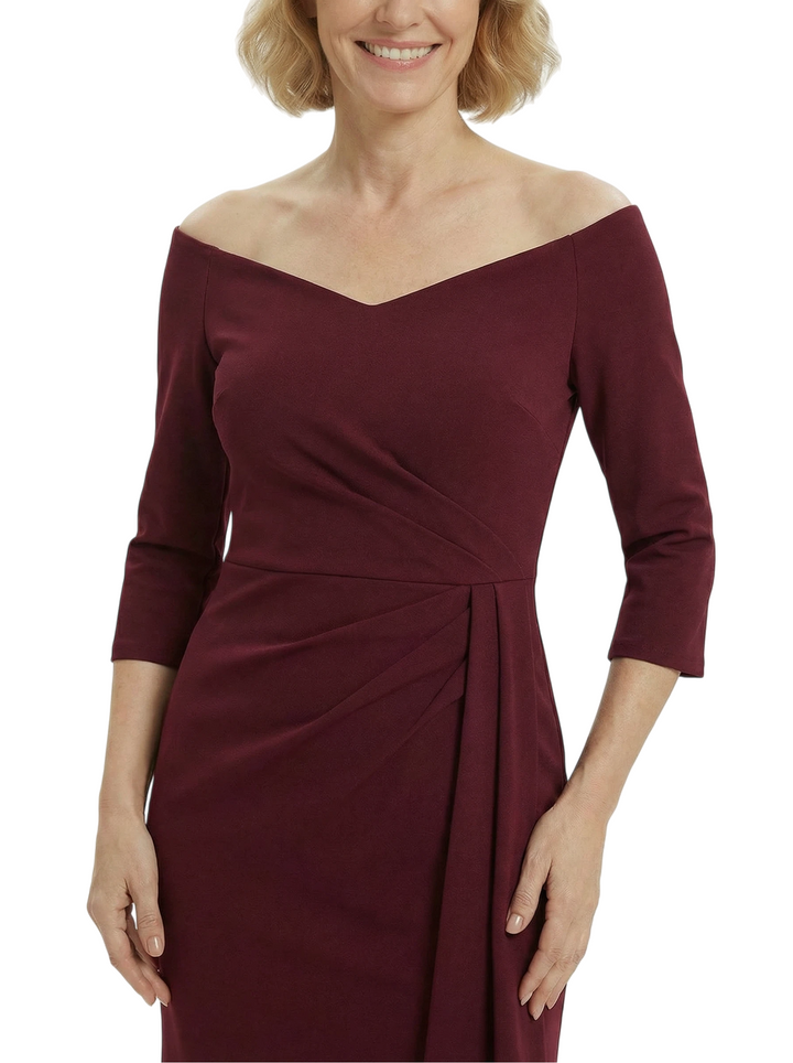 Sexy Crepe V-Neck Half Sleeves Mother Of The Groom Dress Mermaid Fishtail Evening Gown