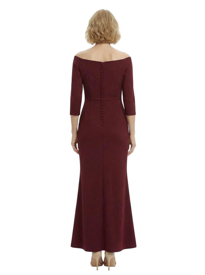 Sexy Crepe V-Neck Half Sleeves Mother Of The Groom Dress Mermaid Fishtail Evening Gown