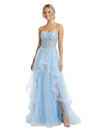 Sexy Sweetheart Sleeveless Tulle Lace Applique A-Line Formal Prom Dress