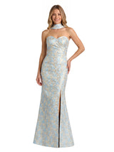 ChicSew Elegant Jacquard Satin Sleeveless Mermaid Long Formal Evening Dresses