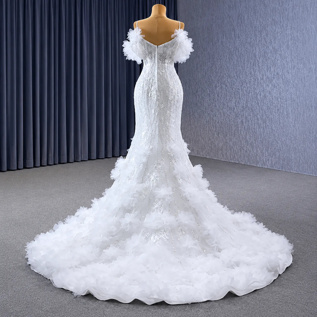 ChicSew Spaghetti Straps Luxurious Wedding Dress With 3D Flowers