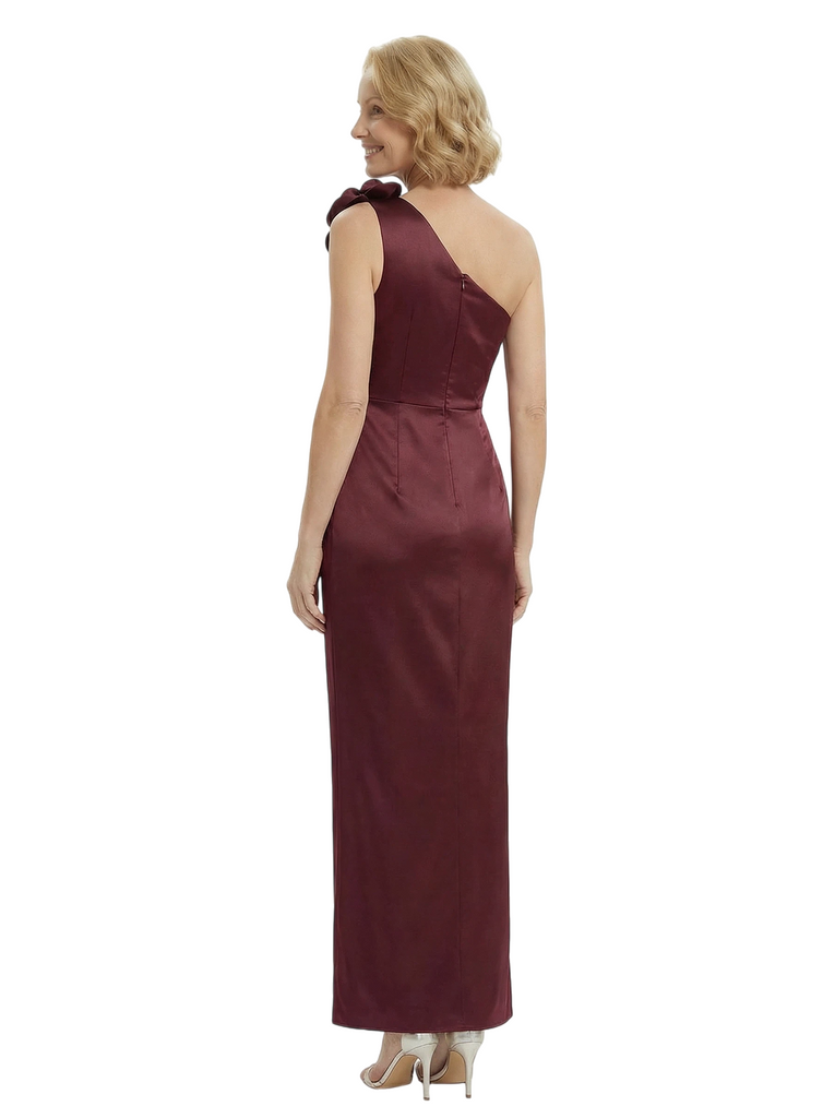 Fancy Mother of The Groom Dress Beautiful One Shoulder Beaded Satin Ruched Sheath Gown