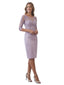Chic Knee-Length Sheath Illusion Lace Half Sleeves Mother Of The Bride Gown With Button