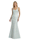 ChicSew Elegant Jacquard Satin Spaghetti Straps Mermaid Long Formal Evening Dresses