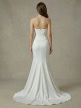 Mermaid Sweetheart Boning Maxi Long Satin Wedding Gowns Online