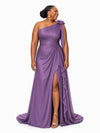 ChicSew Elegant One Shoulder Mermaid Ruched Side Slit Soft Satin Floor-Length Bridesmaid Dresses With Ruffle