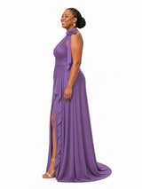 ChicSew Elegant One Shoulder Mermaid Ruched Side Slit Soft Satin Floor-Length Bridesmaid Dresses With Ruffle