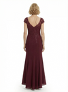 Modern Cap Sleeves Chiffon V-Neck Lace Evening Gown For Mother Of The Bride