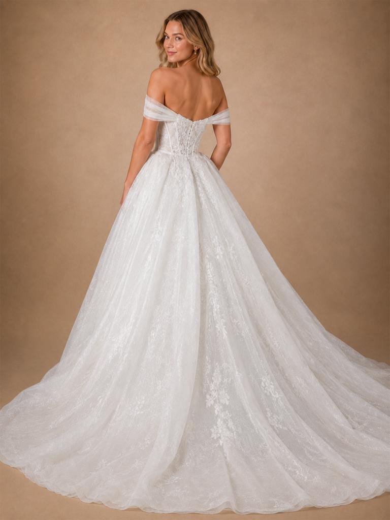 ChicSew Unique Romantic Off The Shoulder Boning Lace Tulle Mermaid Wedding Dresses With Overskirt