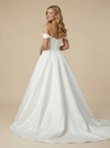 A-Line Off The Shoulder V-Neck Maxi Long Satin Wedding Dresses Gowns Online