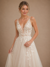 ChicSew Fancy Spaghetti Straps Tulle Lace Appliques A-Line Maxi Wedding Dress