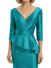 Chicsew Stylish V-Neck Silky Satin Knee-Length Mother Of The Bride Sheath Dress
