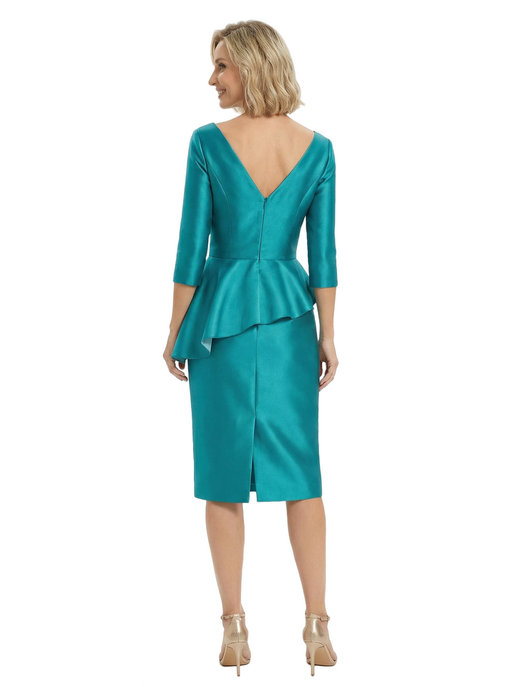 Chicsew Stylish V-Neck Silky Satin Knee-Length Mother Of The Bride Sheath Dress