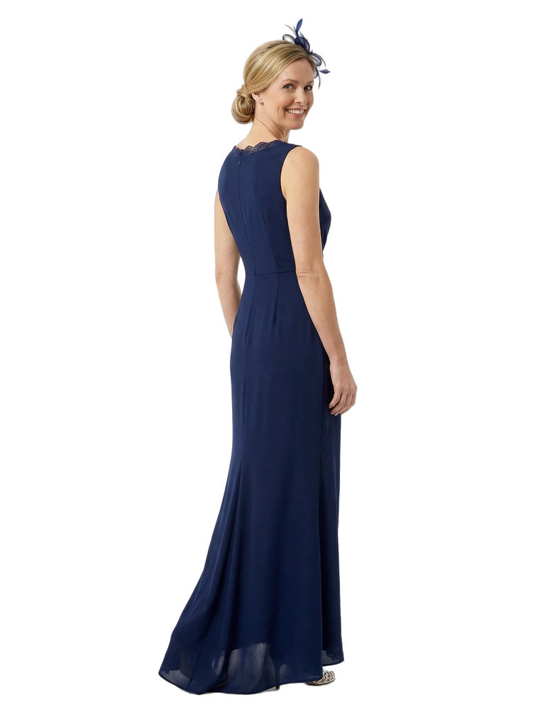 Chicsew Sophisticated Sleeveless Lace V-Neck Chiffon Mother Of The Bride Maxi Dress