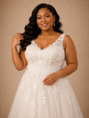 ChicSew Elegant Lace Tulle V-Neck A-Line Floor-Length Wedding Dress